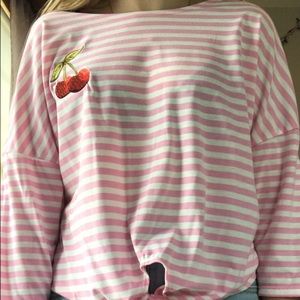 Tie Front striped top